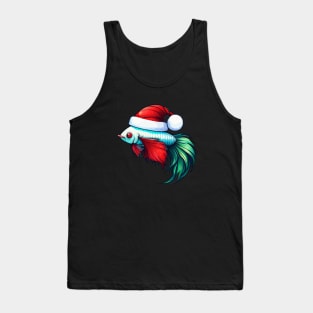 COOL BETTA FISH WITH SANTA HAT - CHRISTMAS Tank Top